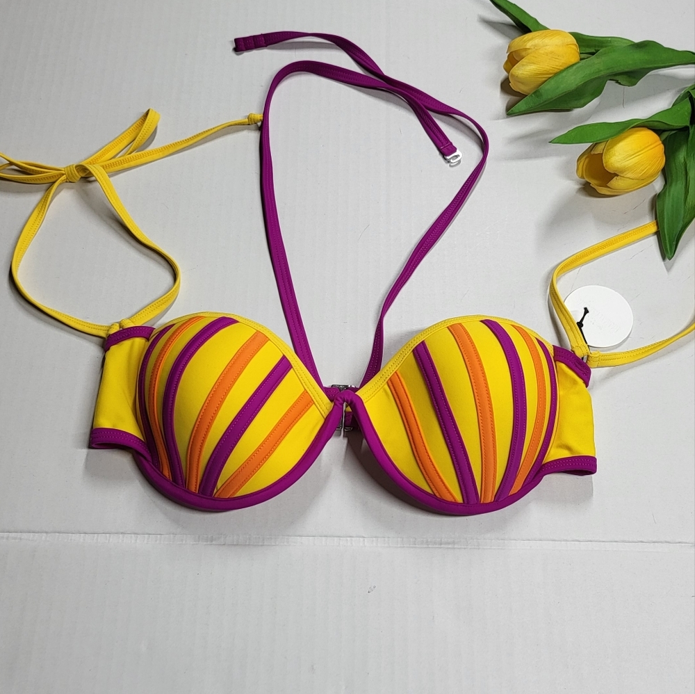 Andrea Lyamah Wasuki Beautiful Swimsuit Bra, Yellow, orange and purple - Picture 2 of 10